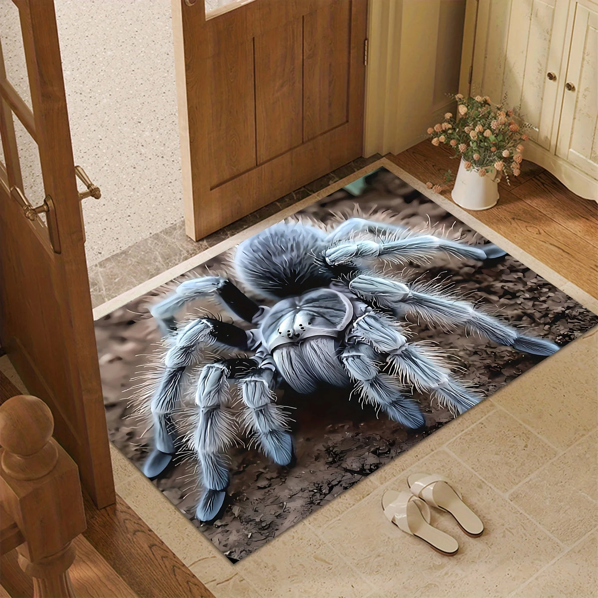 tapis halloween araignée gris noir orange salon entrée résistant décoration maison