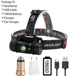 lampe frontale led noire moderne bande ajustable détecteur mouvement ipx4 rechargeable 18650 batterie