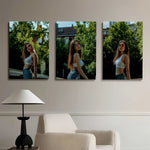 toiles d'art moderne portrait femme blanc bleu vert occasion fête noël anniversaire frameless(canvas)
