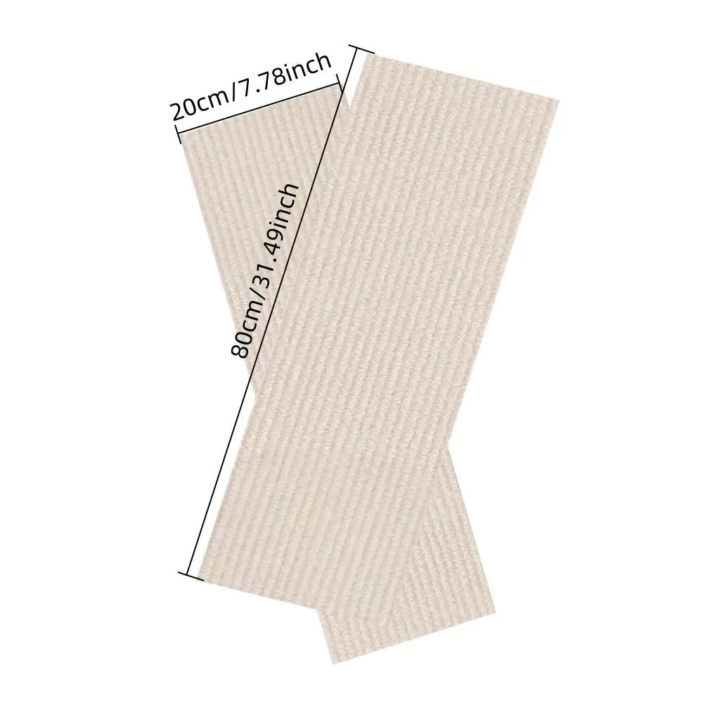 tapis d'escalier adhésif moderne rayures horizontales beige clair gris foncé 20cm 80cm