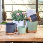 Pots fleurs modernes plastique vert pastel gris beige béton ciré drainage diversosité tailles