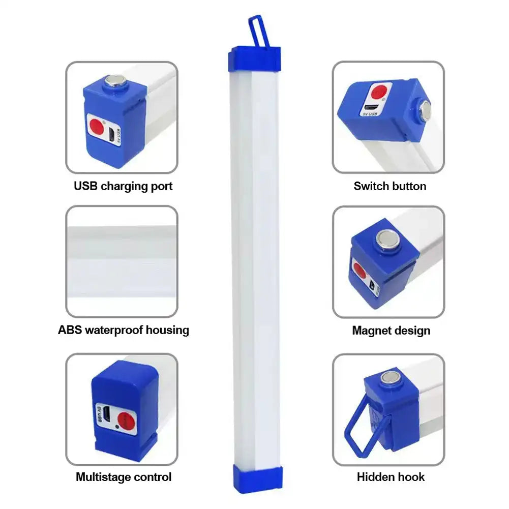 lampes led bar rechargeables blanc bleu moderne utilitaire 32cm 52cm aimant crochet étanche abs