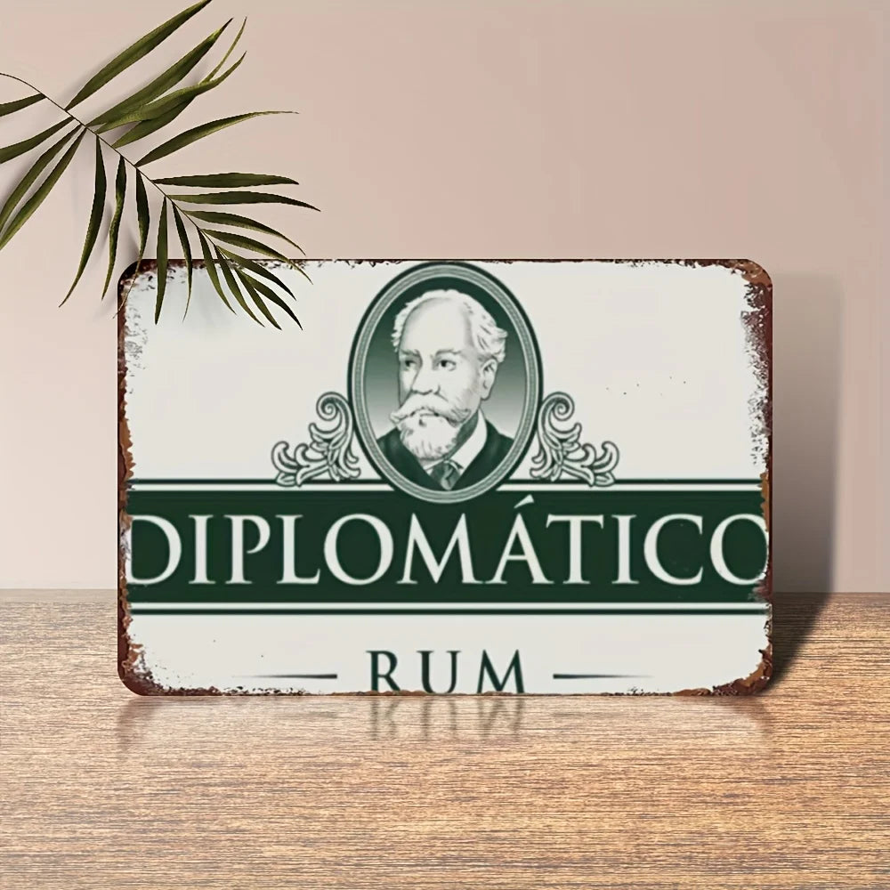 plaque decorative vintage diplomático rum homme barbu motifs floraux decoration murale maison resistant intempéries