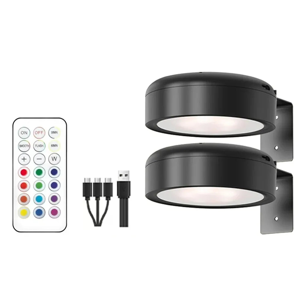 lampe murale led noire rechargeable sans fil adhésive télécommande câble usb moderne intangible économique