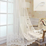 rideau brodé fleur blanc classique transparent chambre hospitalière moderne polyester