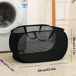 panier linge pliable imperméable polyamide gris noir maille moderne poignées poches capacitaire salle bain