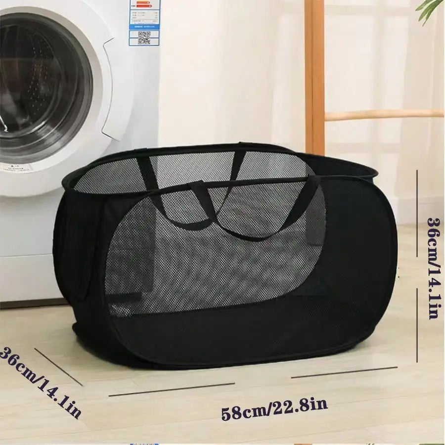 panier linge pliable imperméable polyamide gris noir maille moderne poignées poches capacitaire salle bain