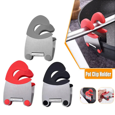 Clip de fixation pour pot en acier inoxydable avec repose-cuillère rouge