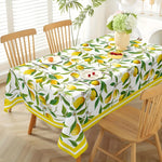 nappe rectangulaire moderne jaune citron feuilles décoration table fête polyester