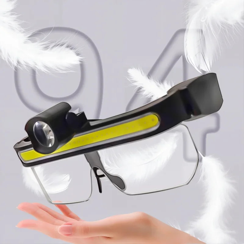 lunettes lecture rechargeables usb éclairage camping pêche cyclisme noir jaune fluo transparentes modernes technologiques