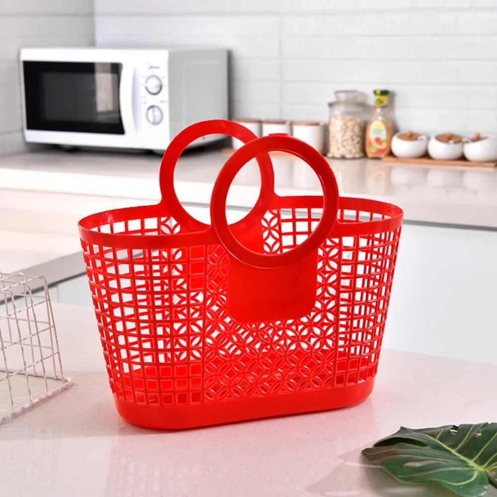 panier bleu vert moderne poignées utilisations multiples empilable plastique rouge jaune grille mailles opacité