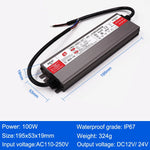 transformateur électrique led 12v 24v ip67 gris rayures clips câbles