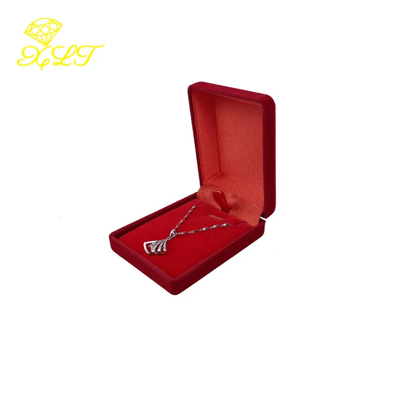 boîte rangement velours collier plume élégant classique pendentif plume argenté emballage sécurité transport bijoux