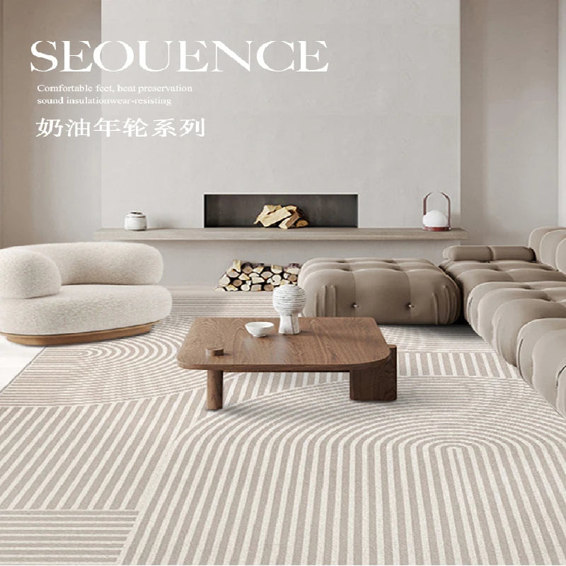 Un élégant salon moderne avec des meubles confortables et des détails de conception harmonieux, créant une atmosphère apaisante et chaleureuse.