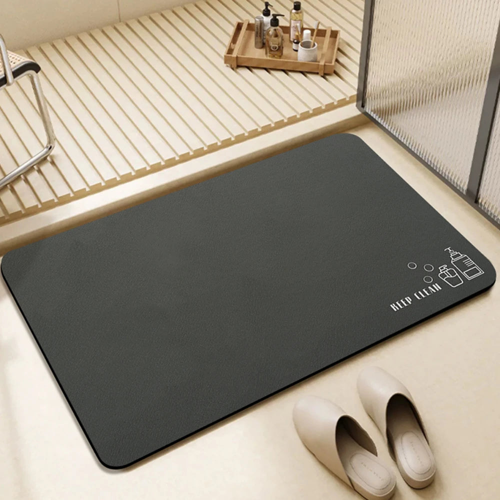 tapis sol salle bain absorbant séchage rapide antidérapant moderne gris bleu vert uni
