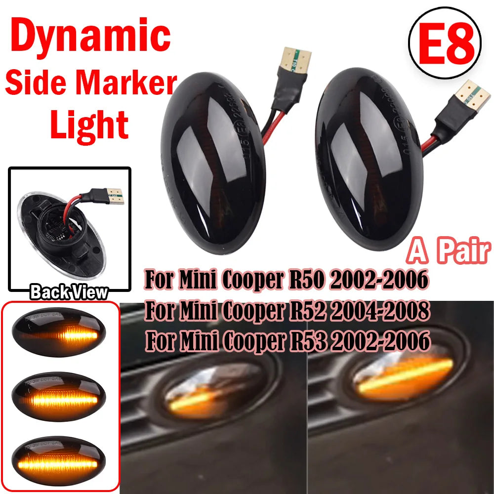 feux signalisation latéral dynamique noir transparent moderne 30x60mm clignotant led ambre mini cooper r50