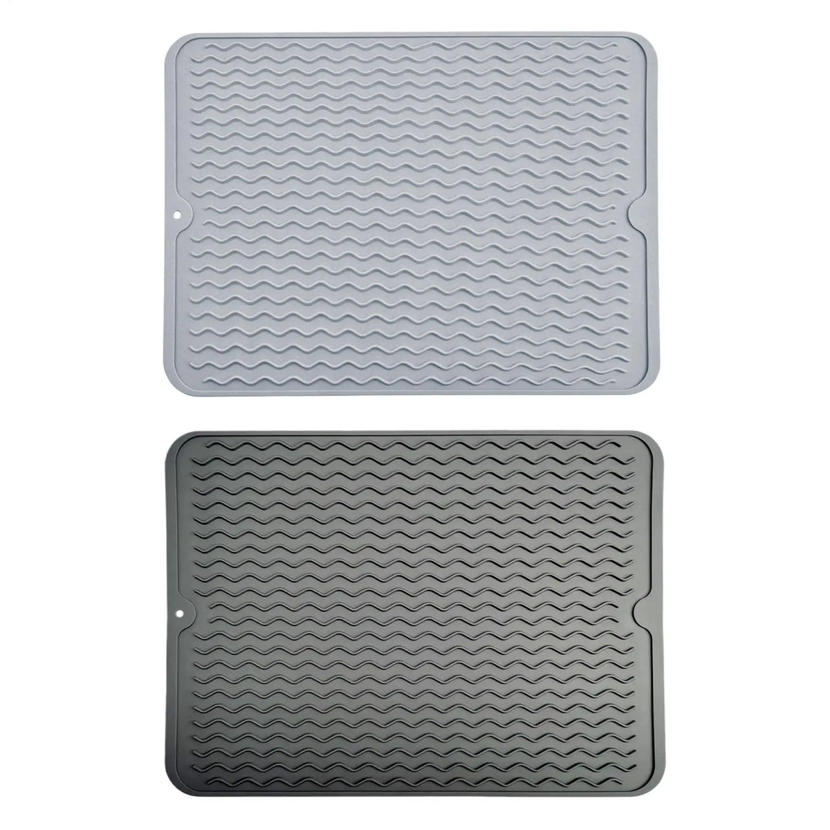 tapis cuisine silicone gris moderne tasse thé bol cuillère fourchette plateau ondulé