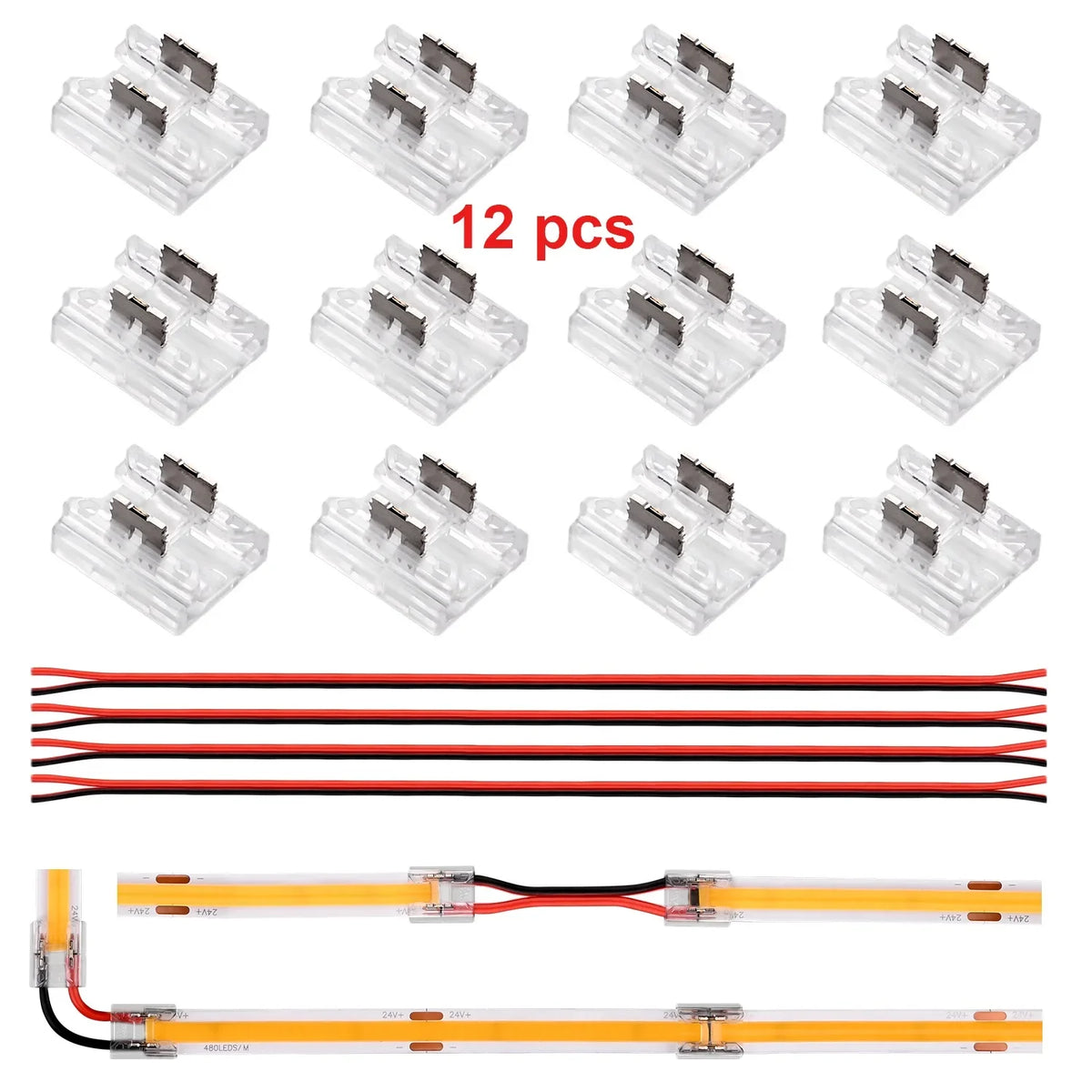 connecteurs led transparents 8mm 10mm ip20 moderne non étanche 12 pièces