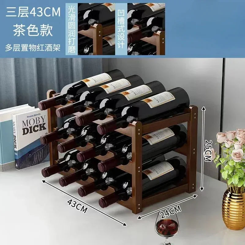 présentoir vin bois moderne marron 43x24cm étages almacenamiento bouteilles décoration maison