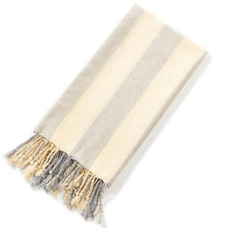 serviette plage coton violet blanc rayures absorption rapide lavable machine moderne large chapeau lunettes