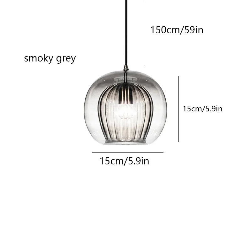 suspension lumineuse moderne transparent doré rayures verticales câble noir ampoules