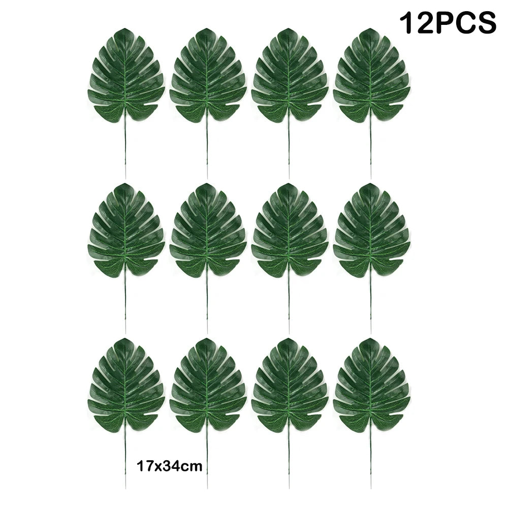 feuilles artificielles vert doré feuilles tropicales moderne extérieur décoration anniversaire mariage baby shower piquet