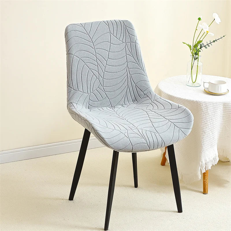 housse chaise moderne jacquard motif feuilles gris clair protection siège banquet mariage