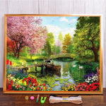 broderie paysage fleurs feuilles multicolore artisanal toile coton fil aiguille guide couleurs échantillons
