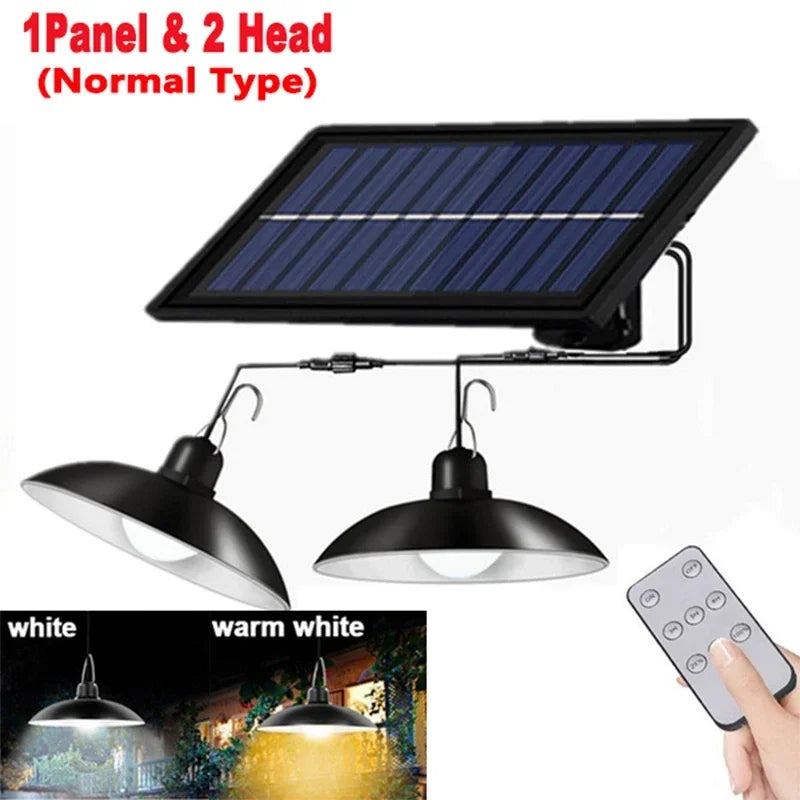 lampe solaire deux têtes noire moderne ip65 led étanche télécommande suspension extérieure