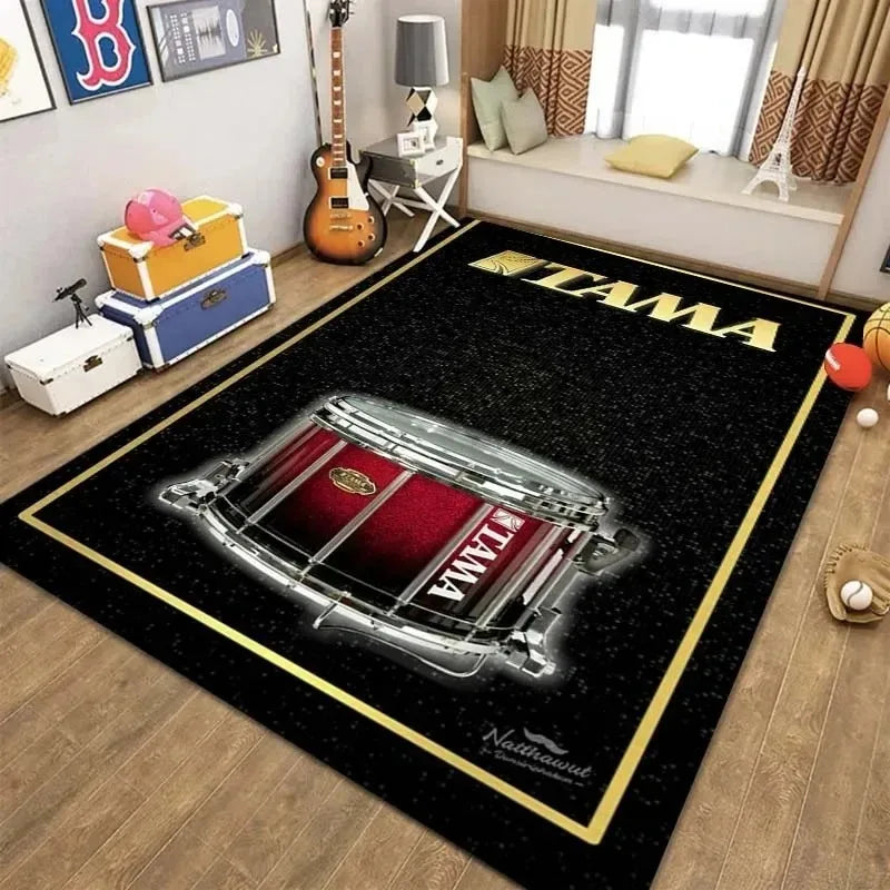 tapis noir blanc gris batterie tama moderne graphique salon chambre 80x120CM