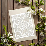 pochoir floral découpé artisanal blanc décoration papier bois meubles tissu 25cm 10cm