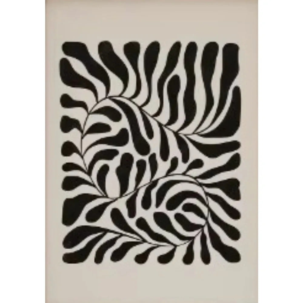 affiches art minimalistes feuilles stylisées abstraction blanche noire décoration salon moderne