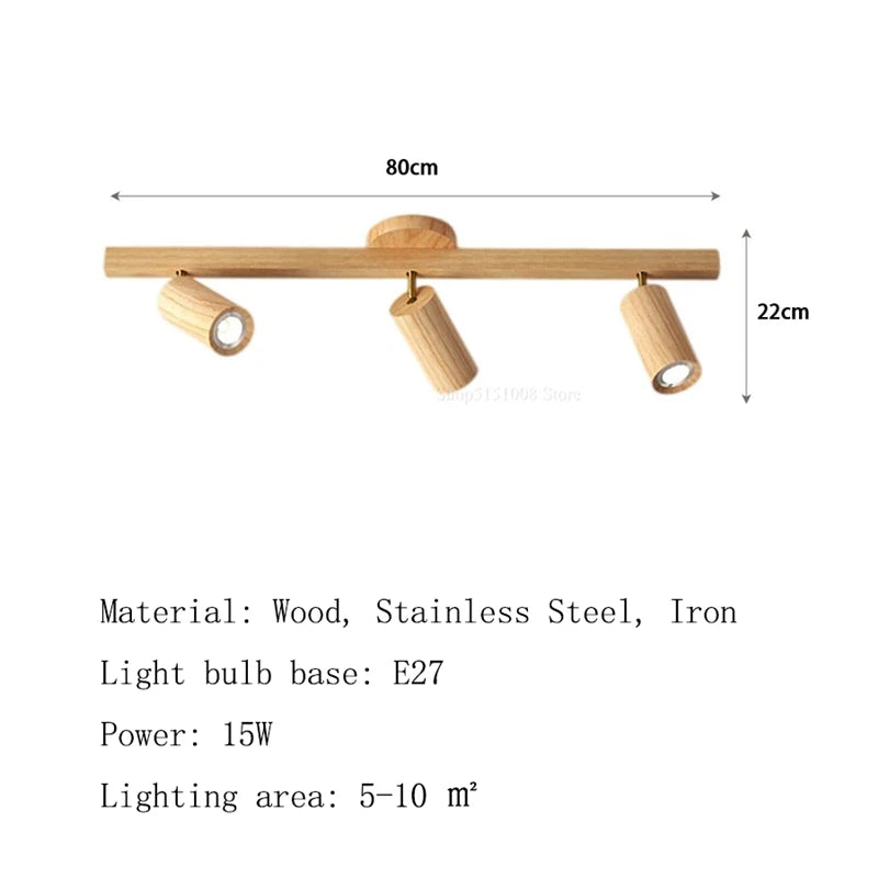 lampe spots bois naturel moderne murale éclairage maison entrée 90 260V LED