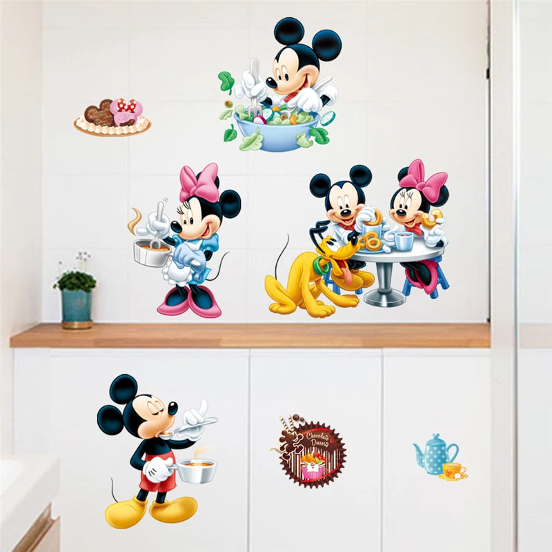 autocollant mural mickey minnie mouse dessin animé décoration chambre enfant sticker mur décoratif pvc