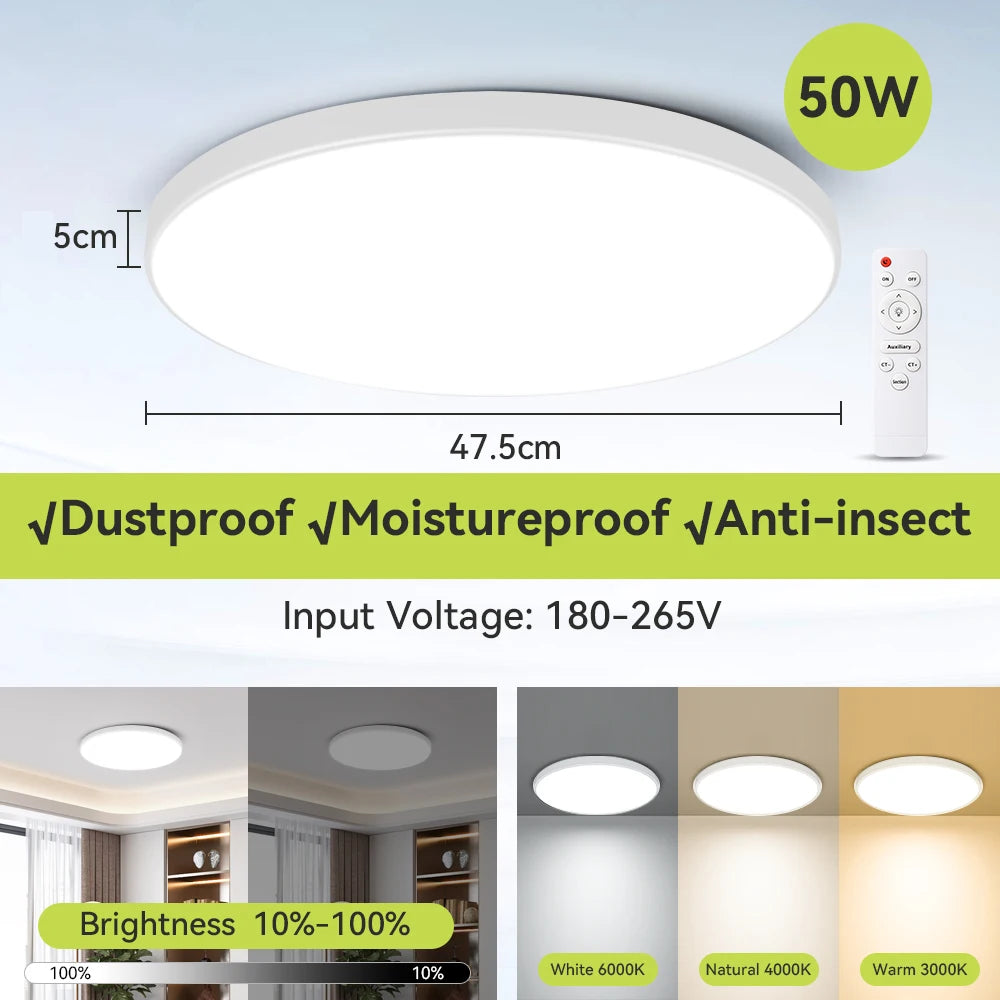 lampe led blanc moderne plaque montage inclusion télécommande trois couleurs changeantes