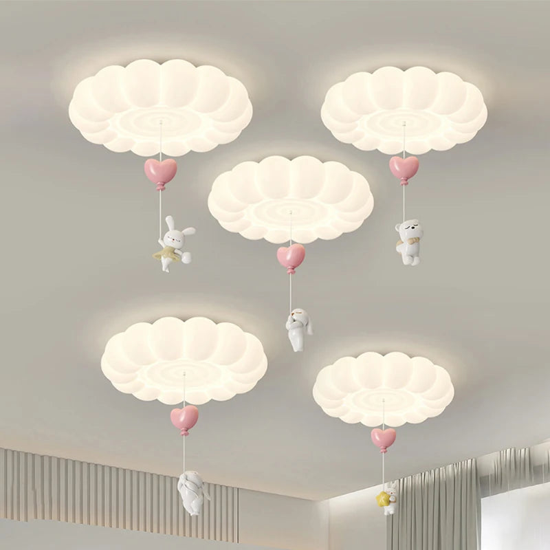 lampe moderne blanche nuages lapin ballon chambre enfants lumière led