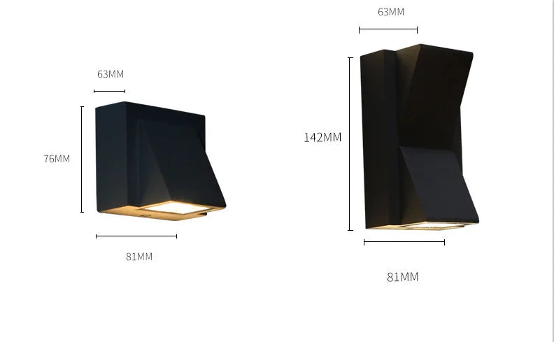 applique murale led noir contemporaine ip65 étanche 5w 10w naturel 4000k fixée mur
