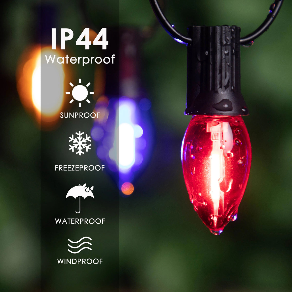 guirlande led c7 multicolore transparente moderne 25ft 65ft extérieure clips adaptable patio jardin