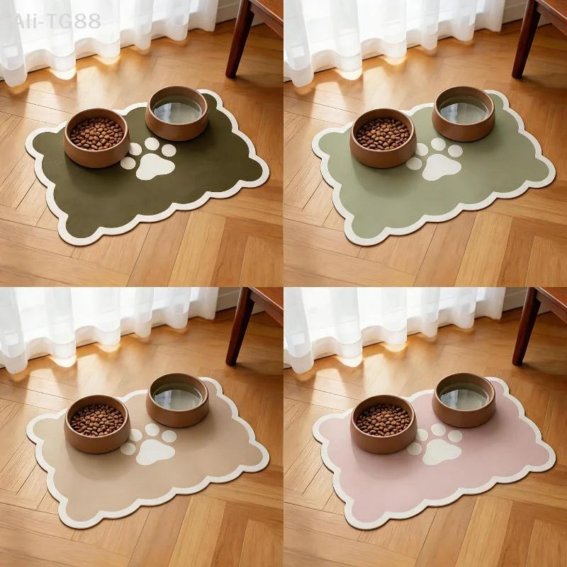 tapis animaux vert olive moderne bols céramique antidérapants motifs pattes