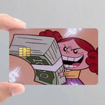 autocollants carte bancaire fille dessin animé argent waterproof résistant traces pièces