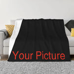 couverture peluche imprimée moderne noir blanc plaid portable adulte printemps automne