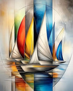 toile peinte abstraite voiles bateau moderne multicolore kit débutant adultes crafts supplémentsiaux crochets vis