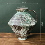vase moderne rustique blanc marron vert marbré gratté opaques poignée décoration floral arrangement table
