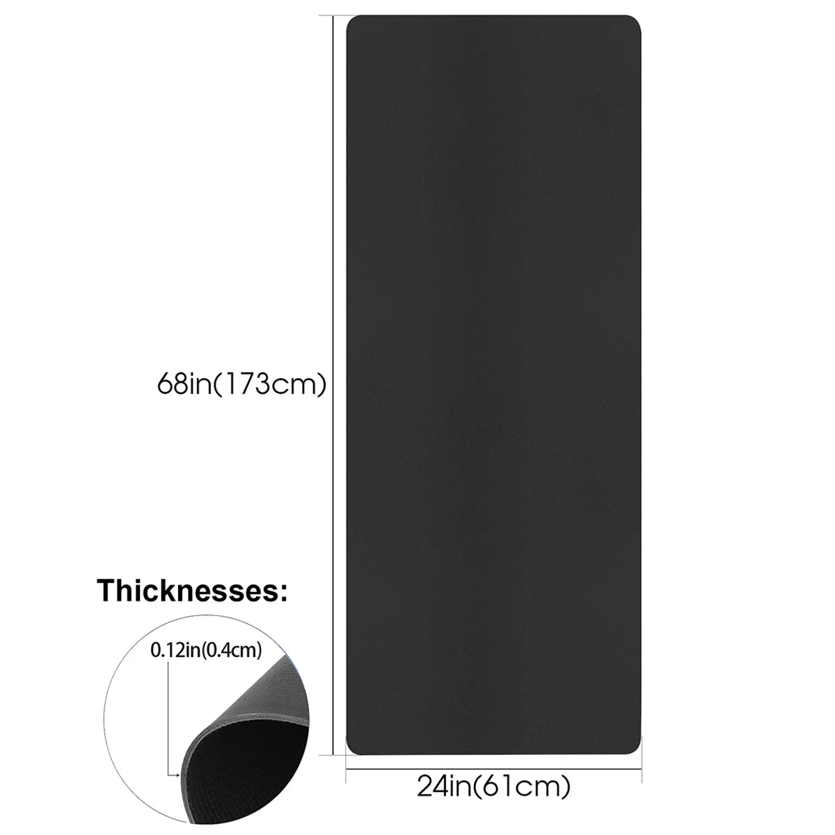 tapis yoga noir anti dérapant 4mm épaississement moderne fitness yoga pilates gymnastique