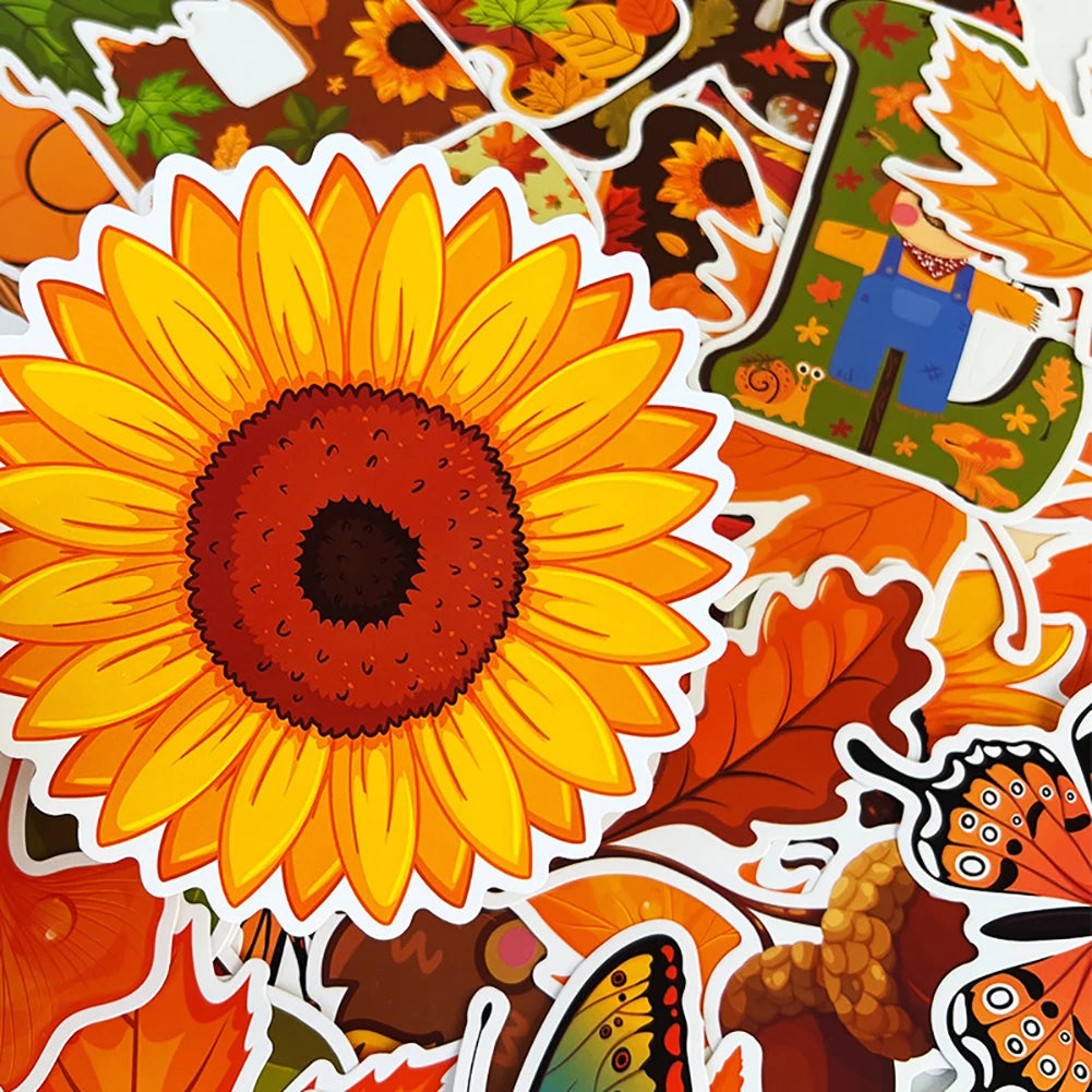 autocollants muraux automne feuilles fleurs animaux opaques adhésifs illustratifs pastorales