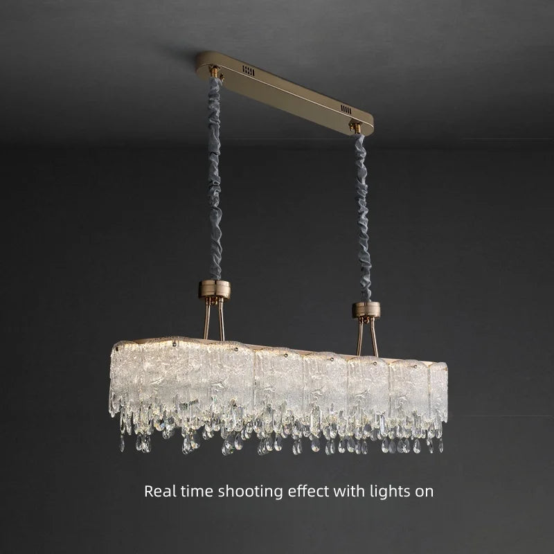 lampe suspendue moderne élégante verre transparent gouttes roses led 6000k 4000k 3000k