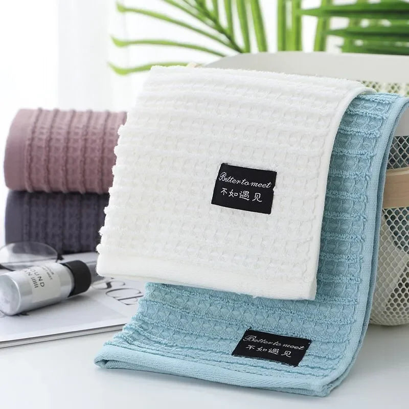 serviette bain toilette coton rayures horizontales blanc mauve gris moderne 35x75cm absorbant rapide