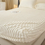 housse matelas polyster coton rayures horizontales rose beige confortable anti bactéries résistante eau