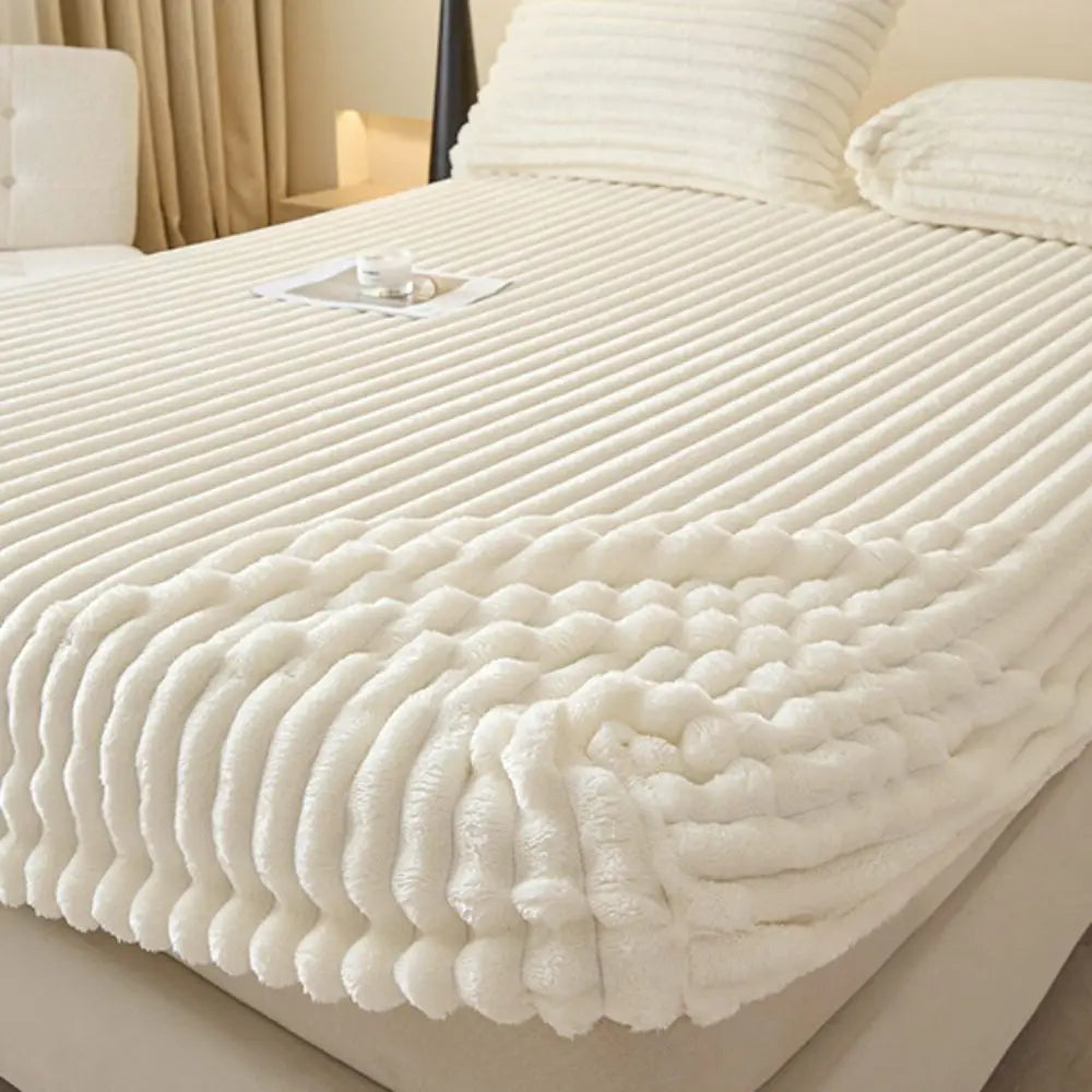 housse matelas polyster coton rayures horizontales rose beige confortable anti bactéries résistante eau