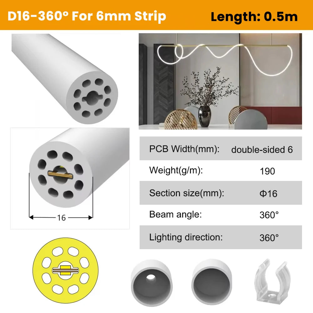 manchon silicone flexible diffuseur ruban led smd cob blanc moderne étanche éclairage intérieur